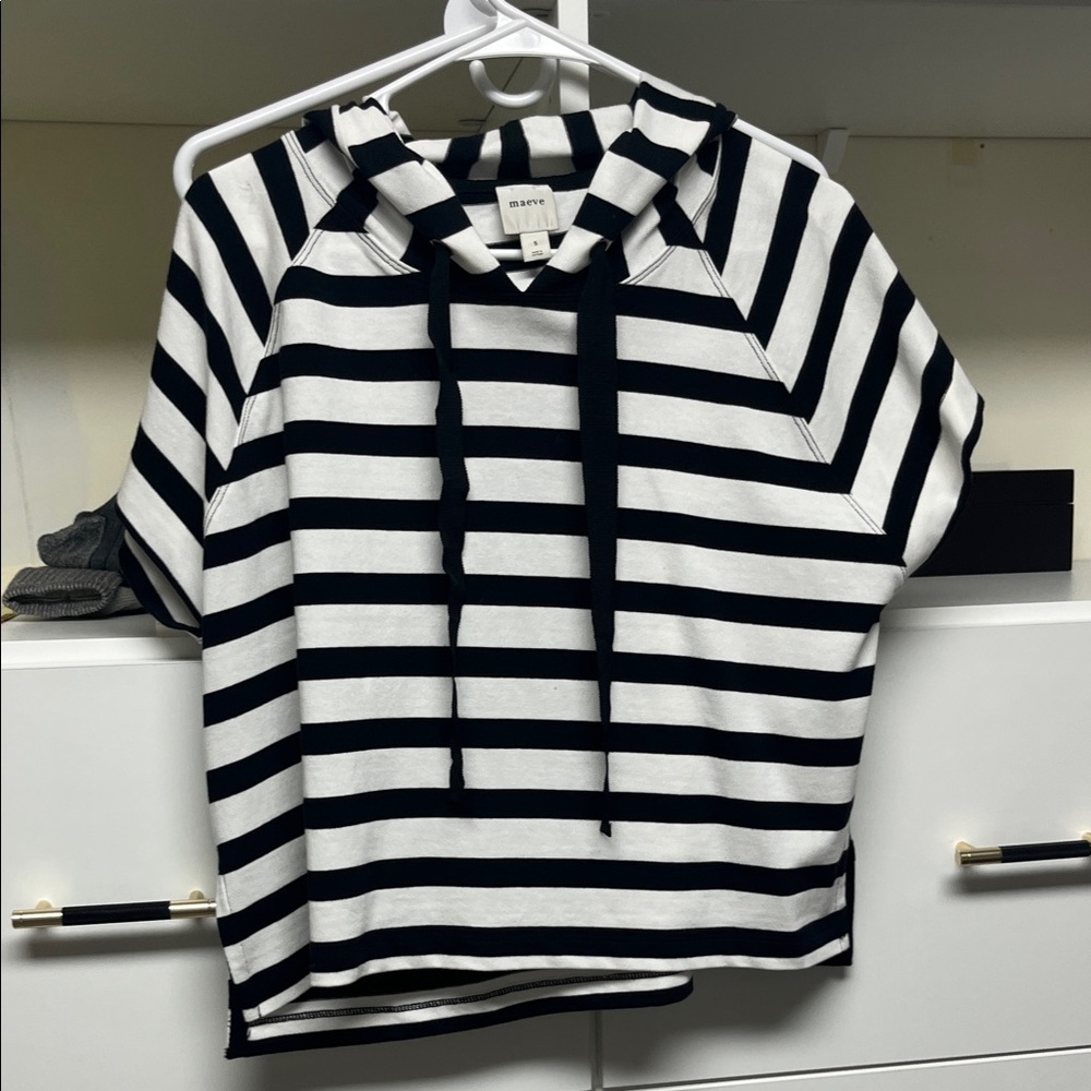 Anthropologie Black and White Striped Top